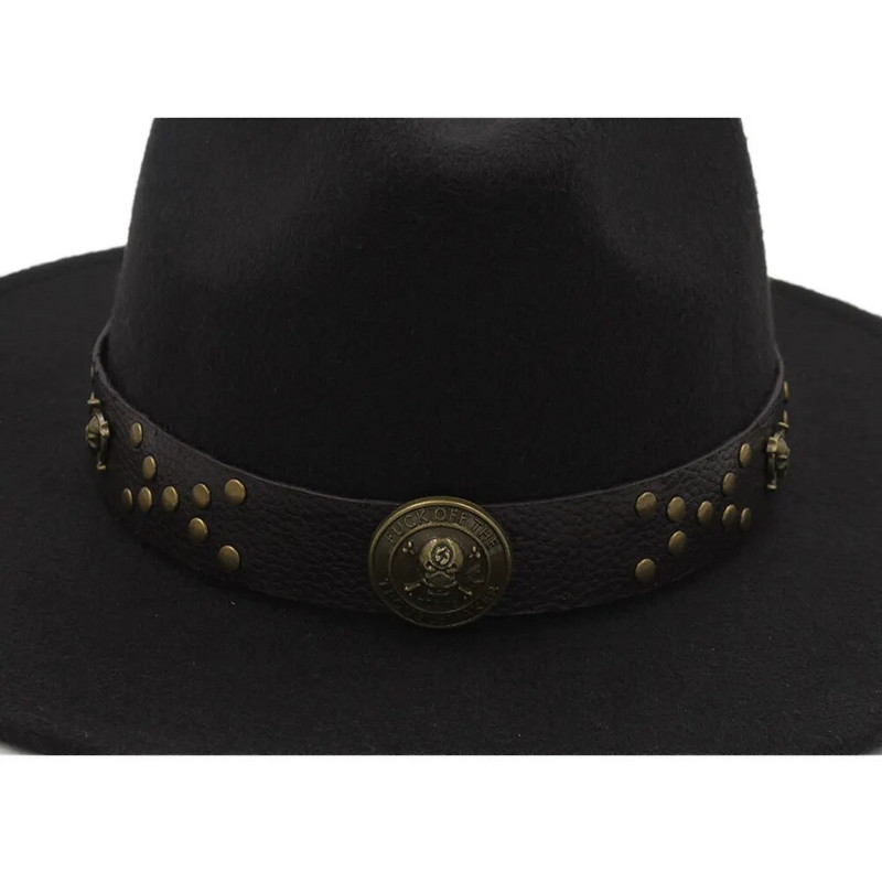 Ziemas rudens vilnas sieviešu Fedora cepure ar platām malām dāmu džeza baznīcas krusttēva steampunk cepures izmērs 56-58 cm