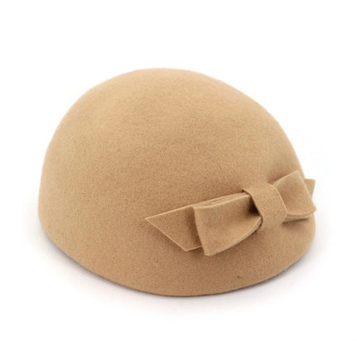 New Bucket Cap Baret Women Wool Elegant Fedora Hat Ladies Bowknot British Solid Wedding Есен Зима Classic Artist Cap Female