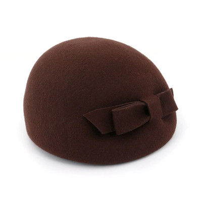 New Bucket Cap Baret Women Wool Elegant Fedora Hat Ladies Bowknot British Solid Wedding Есен Зима Classic Artist Cap Female