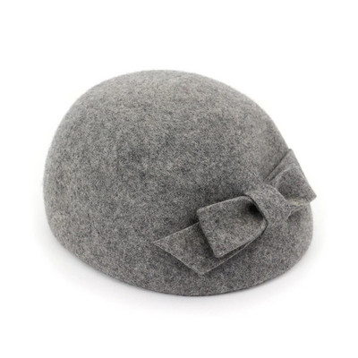 New Bucket Cap Baret Women Wool Elegant Fedora Hat Ladies Bowknot British Solid Wedding Есен Зима Classic Artist Cap Female