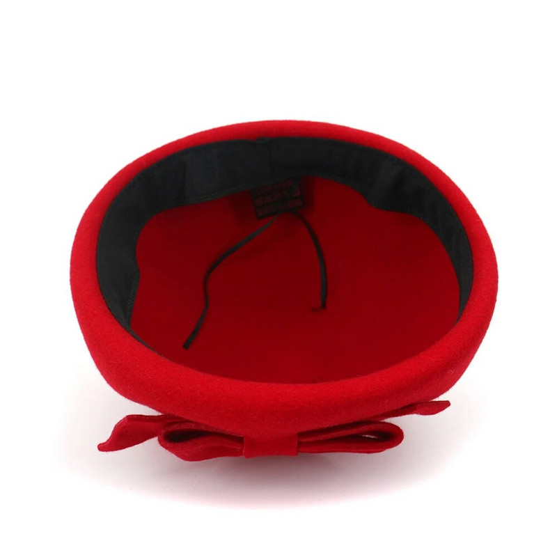 New Bucket Cap Baret Women Wool Elegant Fedora Hat Ladies Bowknot British Solid Wedding Есен Зима Classic Artist Cap Female