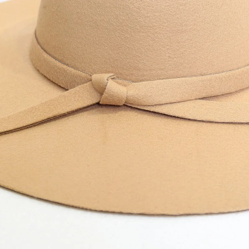 Bowknot Top Cepures Sieviešu Big Brim Fashion Dome Jauna imitācija Vilnas Fedora Rudens Ziemas Silta Cepure