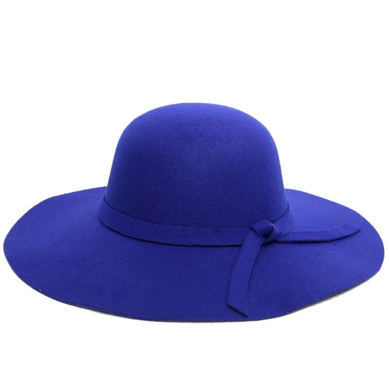 Bowknot Top Cepures Sieviešu Big Brim Fashion Dome Jauna imitācija Vilnas Fedora Rudens Ziemas Silta Cepure