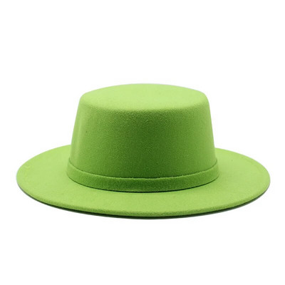 Rudens ziemas vilnas laivu cepure Sieviešu filca platām malām Fedora cepure Džeza cepure Klasiska Bowler Gambler cilindra cepure