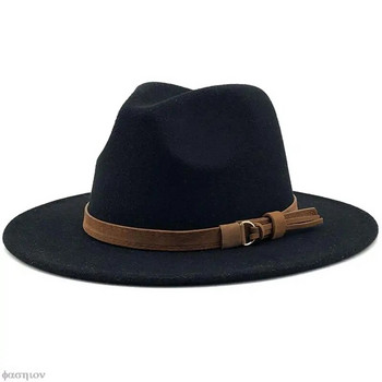 Κομψή Lady Gangster Trilby Felt Homburg Church Jazz καπέλο Ρυθμιζόμενο Νέο μάλλινο γυναικείο καπέλο Fedora για χειμερινό φθινόπωρο καπέλο Fedora