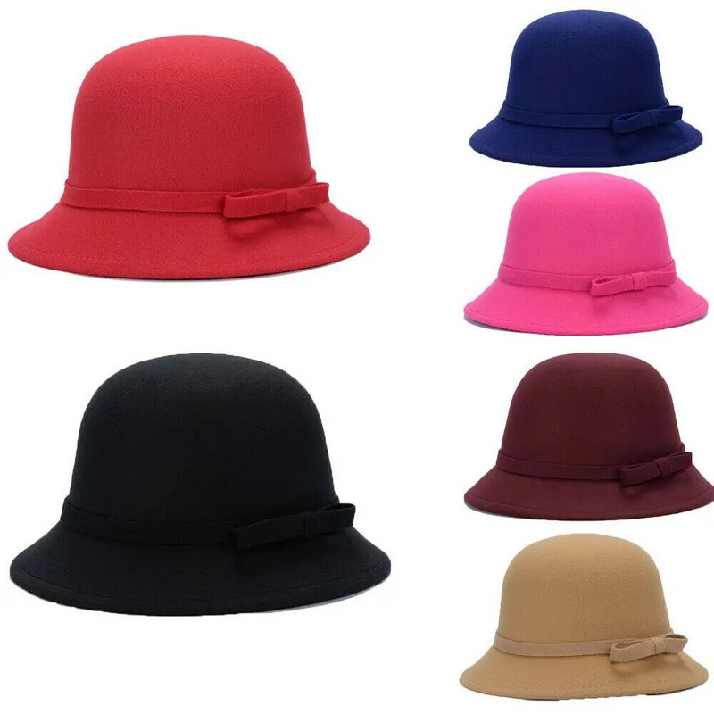 2020 m. Moteriška žieminė kepurė su gėlėmis XX a. XX a. senovinė 100 % vilnos beretė Beanie Cloche Bucket žiemos kepurė