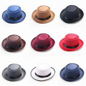 Britu stila vintage Fedoras vilnas filcs Fedora cepures sieviešu rudens ziemas modes ziedi kauls gadījuma ballīte vienkrāsains cepures cepures