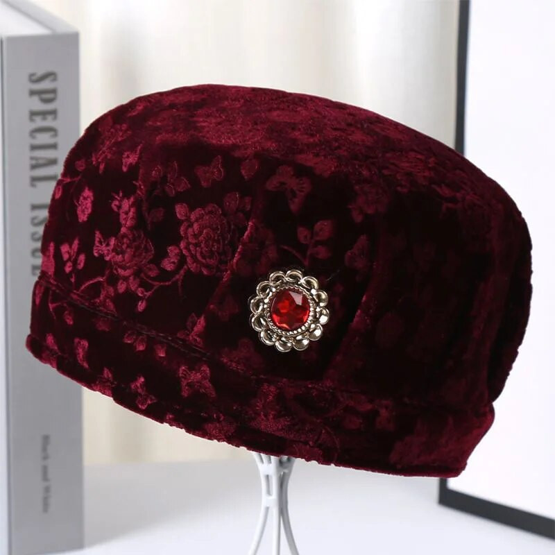 Sieviešu vilnas dzijas kausa cepure Dāma rudens ziema biezāka silta zvejnieka baseina cepure Viduslaika pusmūža mātes elastīgās cepures