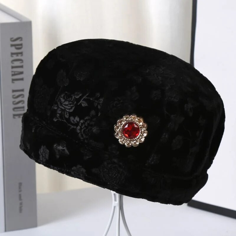 Sieviešu vilnas dzijas kausa cepure Dāma rudens ziema biezāka silta zvejnieka baseina cepure Viduslaika pusmūža mātes elastīgās cepures
