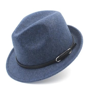 Μάλλινη μόδα Γυναικεία καπέλο Gangster Trilby Felt Fedora For Winter Autumn Elegant Lady Homburg Church Τζαζ Καπέλα Μέγεθος 56-58CM M18