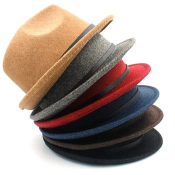 Μάλλινη μόδα Γυναικεία καπέλο Gangster Trilby Felt Fedora For Winter Autumn Elegant Lady Homburg Church Τζαζ Καπέλα Μέγεθος 56-58CM M18