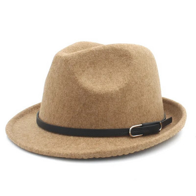 Modes vilnas sieviešu Gangster Trilby Filca Fedora cepure ziemai Rudens Eleganta Lady Homburg Church Džeza cepures izmērs 56-58CM M18