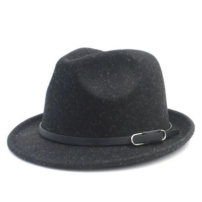 Modes vilnas sieviešu Gangster Trilby Filca Fedora cepure ziemai Rudens Eleganta Lady Homburg Church Džeza cepures izmērs 56-58CM M18