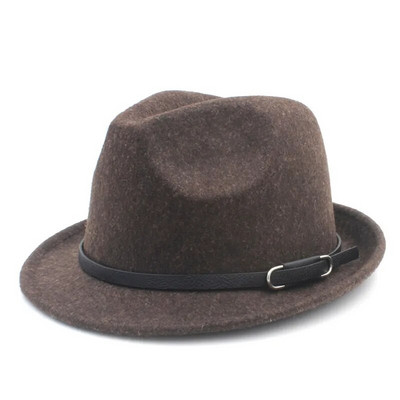 Modes vilnas sieviešu Gangster Trilby Filca Fedora cepure ziemai Rudens Eleganta Lady Homburg Church Džeza cepures izmērs 56-58CM M18