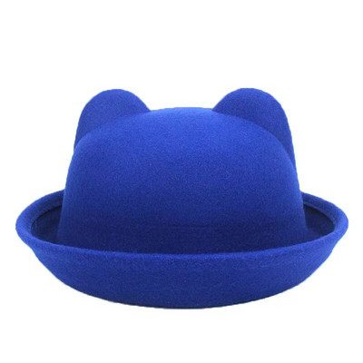 Sügistalvised naised Fedora mütsid Vintage kunstvillane soe pehme ihne äärega ämbrikübarad mütsid armsad kassikõrvad printsesskübara kuppel