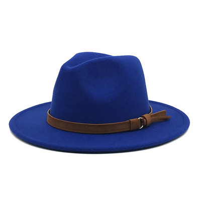 Windfall Мъже и жени Винтидж шапка Fedora с широка периферия и катарама за колан