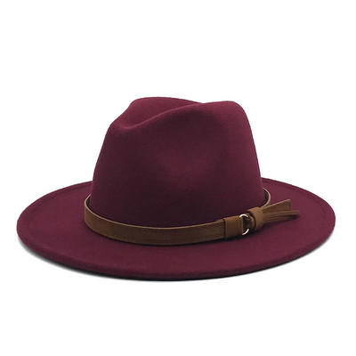 Windfall Мъже и жени Винтидж шапка Fedora с широка периферия и катарама за колан