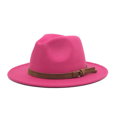 Windfall Мъже и жени Винтидж шапка Fedora с широка периферия и катарама за колан