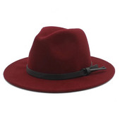 Vintage sieviešu vilnas Gangster Trilby filca Fedora cepure ar platām malām ziemas eleganta Lady Jazz Sombrero cepure L18