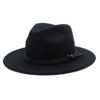 Vintage γυναικείο μάλλινο καπέλο Gangster Trilby Felt Fedora με φαρδύ γείσο Χειμερινό κομψό Lady Jazz Sombrero Cap L18
