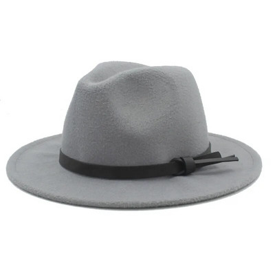 Vintage sieviešu vilnas Gangster Trilby filca Fedora cepure ar platām malām ziemas eleganta Lady Jazz Sombrero cepure L18