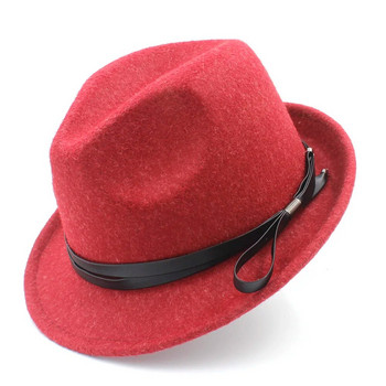 Καπέλο Fedora από 100% μάλλινο γκανγκστερική τσόχα για τον χειμώνα Κομψή κυρία OutbackTrilby Felt Εκκλησία Homburg Τζαζ Μέγεθος καπέλου 56-58cm