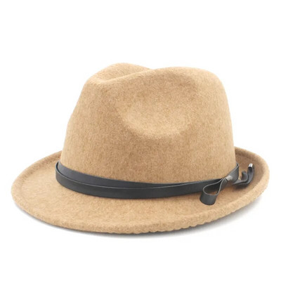 100% vilnas sieviešu gangsterfilca Fedora cepure ziemai Eleganta dāma OutbackTrilby Felt Homburg Church Džeza cepure, izmērs 56-58CM