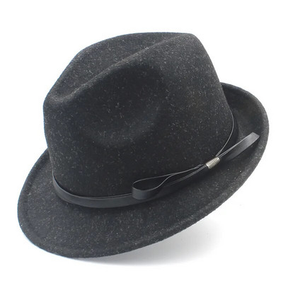100% vilnas sieviešu gangsterfilca Fedora cepure ziemai Eleganta dāma OutbackTrilby Felt Homburg Church Džeza cepure, izmērs 56-58CM