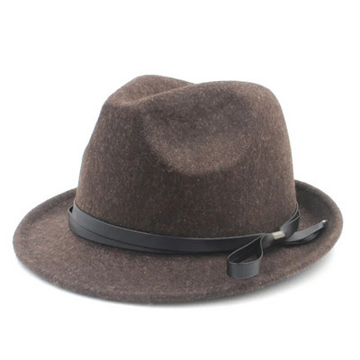 100% vilnas sieviešu gangsterfilca Fedora cepure ziemai Eleganta dāma OutbackTrilby Felt Homburg Church Džeza cepure, izmērs 56-58CM