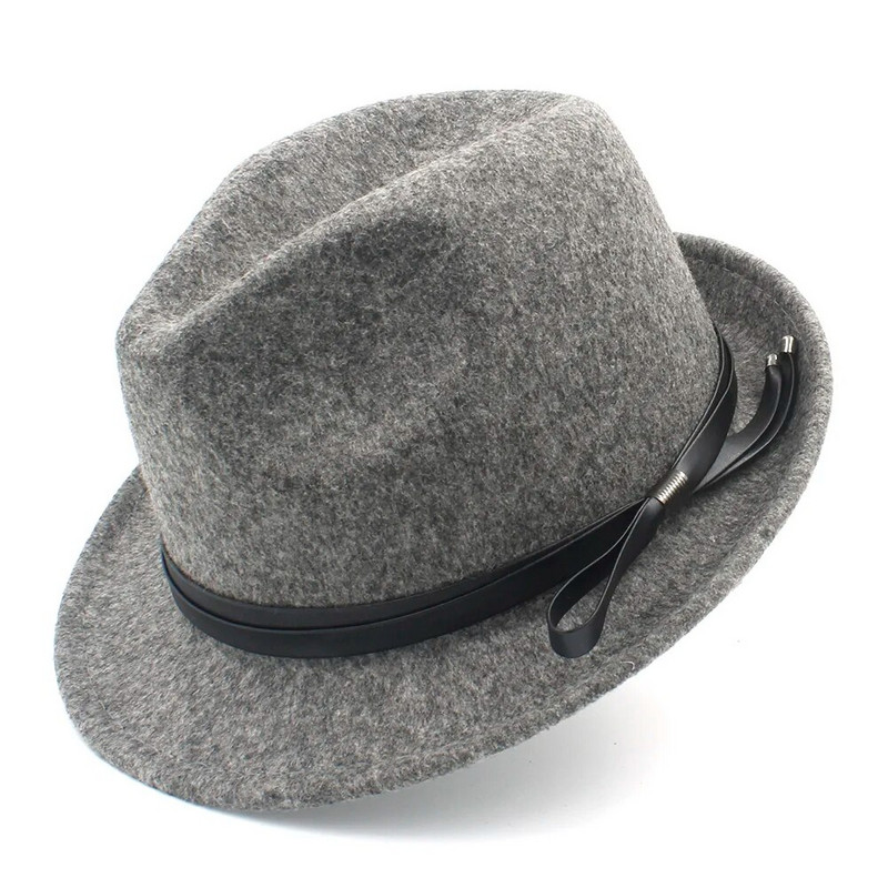 100% vilnas sieviešu gangsterfilca Fedora cepure ziemai Eleganta dāma OutbackTrilby Felt Homburg Church Džeza cepure, izmērs 56-58CM