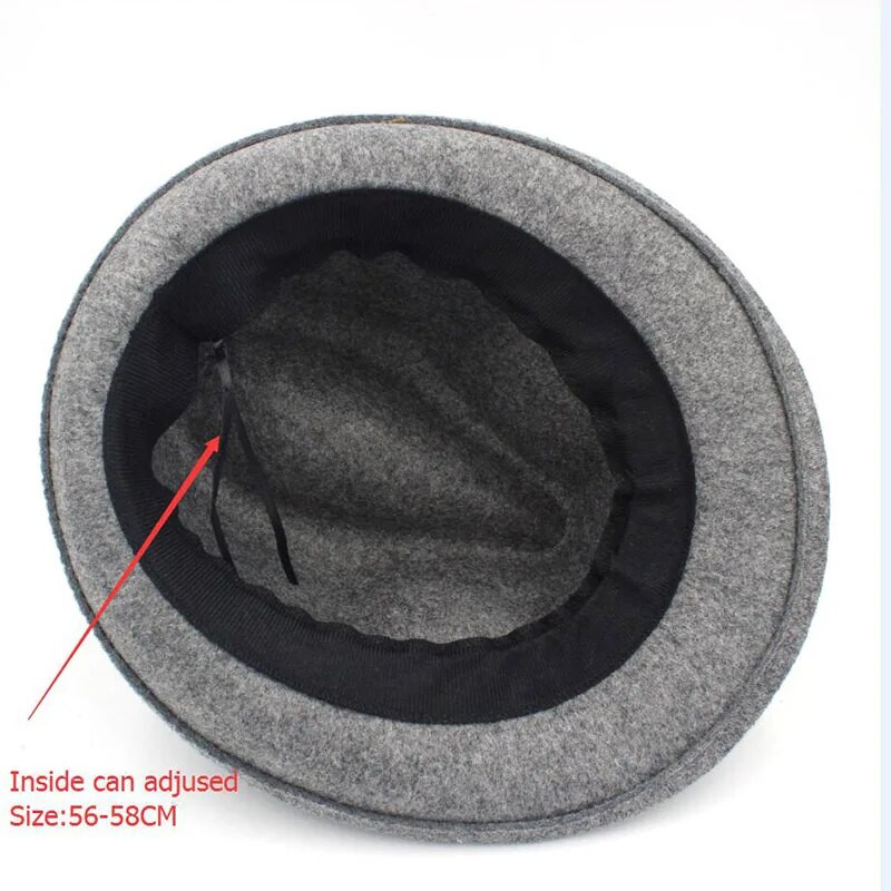 100% vilnas sieviešu gangsterfilca Fedora cepure ziemai Eleganta dāma OutbackTrilby Felt Homburg Church Džeza cepure, izmērs 56-58CM