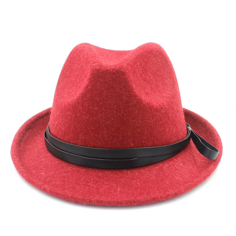 100% vilnas sieviešu gangsterfilca Fedora cepure ziemai Eleganta dāma OutbackTrilby Felt Homburg Church Džeza cepure, izmērs 56-58CM