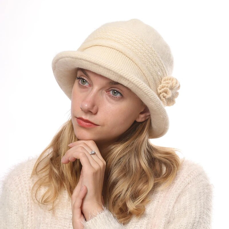 Sieviešu cepures Jauna vilnas adīta silta kausa cepure Sieviešu dāma rudens ziema īpaši bieza, universāla modes Fedora ikdienas sieviešu cepure