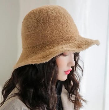 2019 Κορεατικό χειμερινό καπέλο με κάδο για γυναίκες Νέο χοντρό βελούδινο μινκ γυναικεία κορίτσια Μασίφ ζεστό καπέλο ψαρά σε εξωτερικούς χώρους Panama Gorras