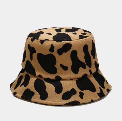 Karsts dizains ziemas Leoparda vilnas kausa cepures sievietēm Meiteņu govs apdruka plīša bieza silta Panama melna balta zvejnieka cepures