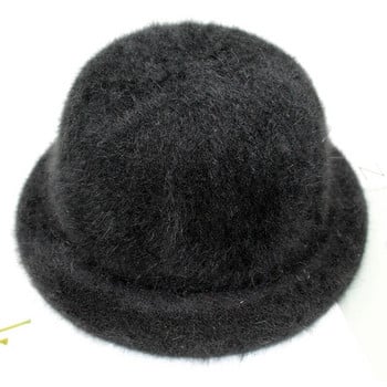 Γούνα κουνελιού Κομψό γυναικείο καπέλο Θόλος Καπέλα με κοντό γείσο Γυναικείο βρετανικό ρετρό φθινοπωρινό καπέλο χειμερινής λεκάνης Καπέλο από γούνα κουνελιού RC2070