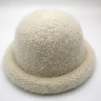Γούνα κουνελιού Κομψό γυναικείο καπέλο Θόλος Καπέλα με κοντό γείσο Γυναικείο βρετανικό ρετρό φθινοπωρινό καπέλο χειμερινής λεκάνης Καπέλο από γούνα κουνελιού RC2070