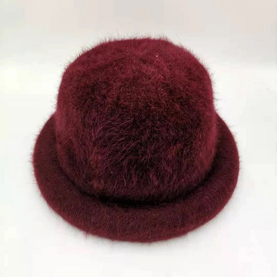 Truša kažokādas Eleganta sieviešu cepure kupolveida cepures ar īsām malām sievietēm britu retro rudens ziemas baseina cepure Truša kažokādas cepure RC2070