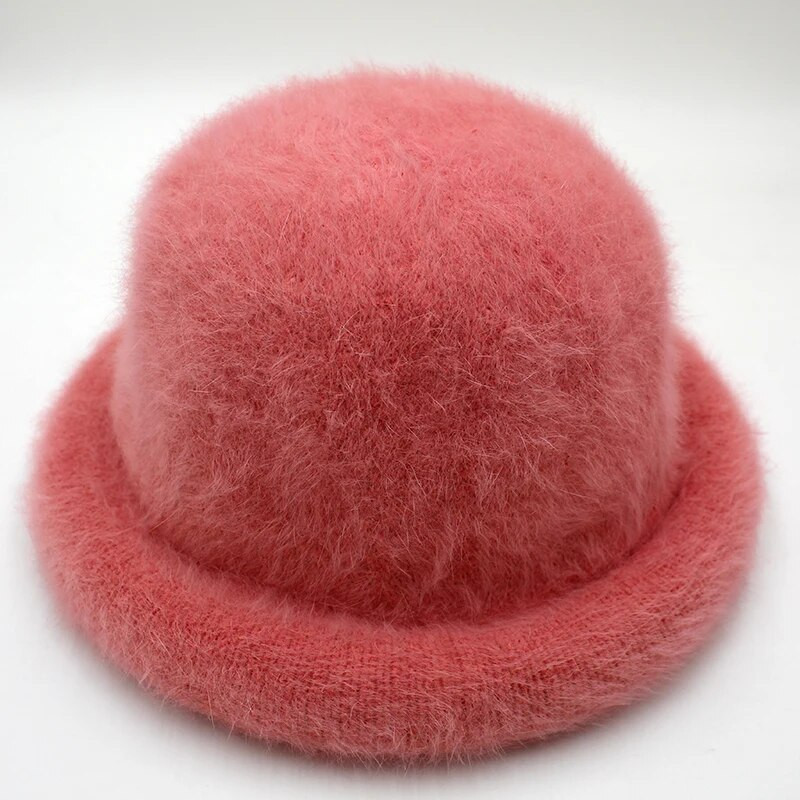 Truša kažokādas Eleganta sieviešu cepure kupolveida cepures ar īsām malām sievietēm britu retro rudens ziemas baseina cepure Truša kažokādas cepure RC2070