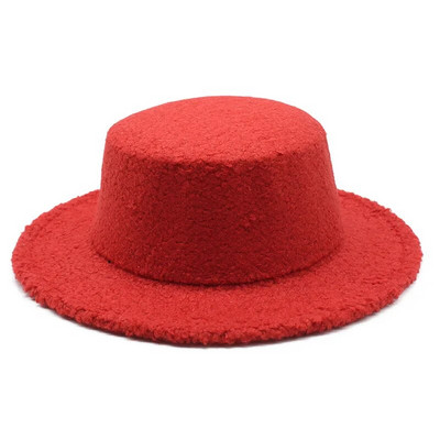 Jesenske i zimske ženske Fedora kape Ravne kape za žene Pamuk Poliester 57-58 cm Jednobojna plišana površina Grace LM0123