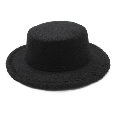 Jesenske i zimske ženske Fedora kape Ravne kape za žene Pamuk Poliester 57-58 cm Jednobojna plišana površina Grace LM0123