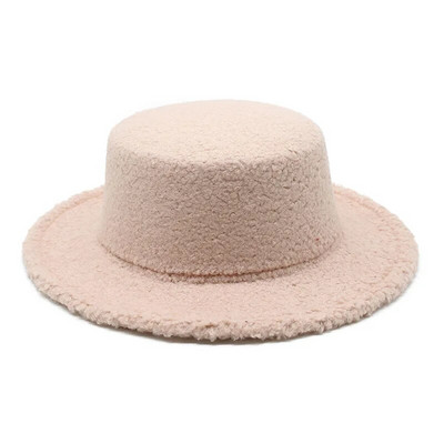 Jesenske i zimske ženske Fedora kape Ravne kape za žene Pamuk Poliester 57-58 cm Jednobojna plišana površina Grace LM0123