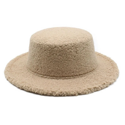 Jesenske i zimske ženske Fedora kape Ravne kape za žene Pamuk Poliester 57-58 cm Jednobojna plišana površina Grace LM0123