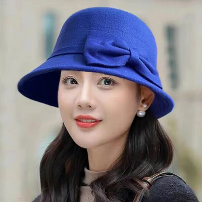 Naiste kvaliteetsed pandlaga mütsid Sügistalvine Fedoras Naiste Elegantne Panama Müts Vintage Bowknot Villased Mütsid Talve Jazz Müts