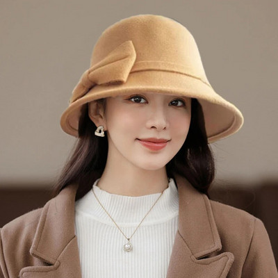 Naiste kvaliteetsed pandlaga mütsid Sügistalvine Fedoras Naiste Elegantne Panama Müts Vintage Bowknot Villased Mütsid Talve Jazz Müts