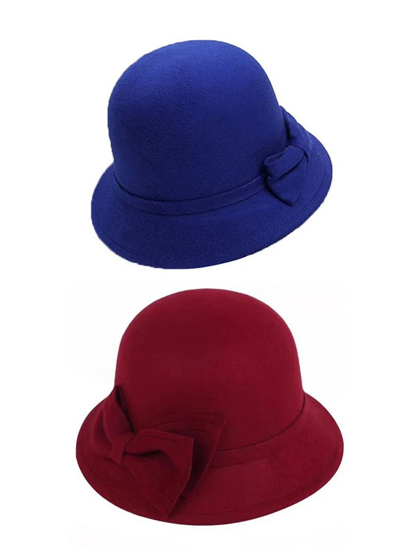 Naiste kvaliteetsed pandlaga mütsid Sügistalvine Fedoras Naiste Elegantne Panama Müts Vintage Bowknot Villased Mütsid Talve Jazz Müts