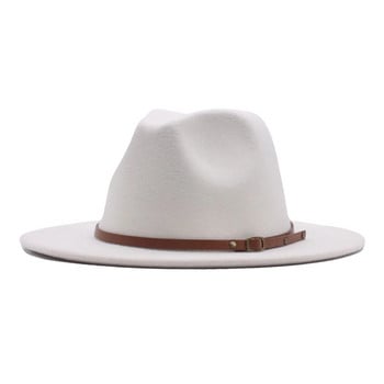 Παναμά Φαρδύ καπέλο Fedora Floppy Ζώνη Κλασικό καπέλο μάλλινη πόρπη Γυναικεία καπέλα μπέιζμπολ 47 γυναικεία