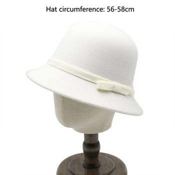 Φθινοπωρινά και Χειμώνα Γυναικεία Καπέλα Fedoras Dome Top Caps για Γυναικείο μάλλινο πολυεστέρα 56-58cm Μικρό γείσο Απλές τιράντες Κομψή κυρία