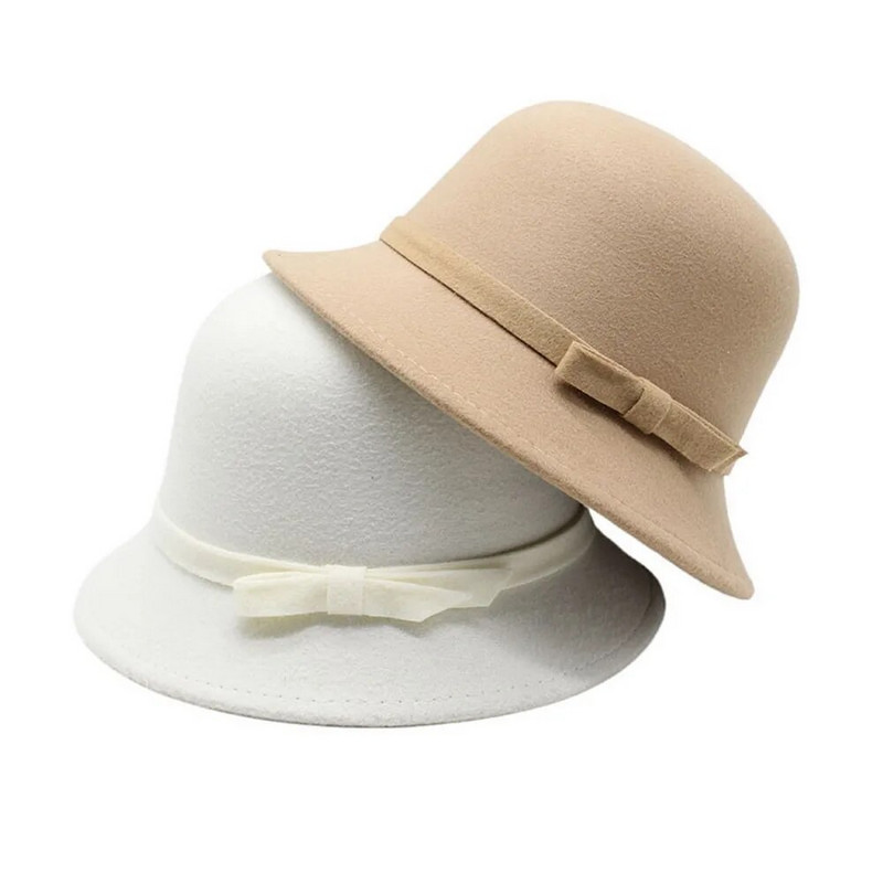 Rudens un ziemas sieviešu Fedoras cepures kupolveida vāciņi sievietēm, vilnas poliesters, 56-58 cm, mazas malas, vienkāršas siksnas, elegantas sievietes