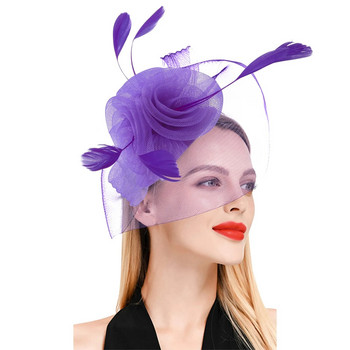 Шапки за жени Fascinators Дамска шапка с цветя за чаено парти Коктейлна топка Сватба Църква Здравеопазване Ленти за глава